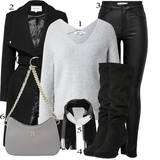 outfit mit Črna Hlače iz Imitacije Usnja/Usnjena pajkica/Leginge v Videzu Usnja/Usnjena Hlača/Skinny Hlače/Lack Pajkica JdY "Zimski outfit"