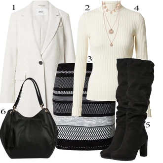 outfit mit Roza/Zlati Bogato okrašena ogrlica/Statement-verižica/Verižica/Fine verižica/Komplet nakita Pilgrim "Zimski outfit"