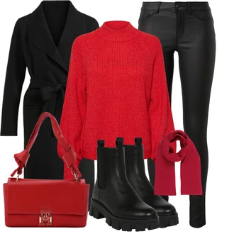 Dlouhé Outfit s ?erná Vln?ný Kabát/Lodenový kabát/Dlouhý kabát/Ka?mírový Kabát/Midi Kabát/Zimní Kabát Vln?ný kabát Vila "Trendový zimní vzhled"