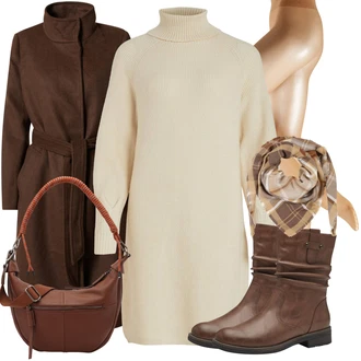 Dlouhé Jízda na koni Outfit s Šedá/Hnědá/Tmavě zelená/Tmavě hnědá Přechodový Kabát/Lodenový kabát/Kašmírový Kabát/Vlněný Kabát/Trenčkot/Dlouhý kabát/Midi Kabát/Zimní Kabát Vlněný kabát/Dlouhý Kabát VERO MODA "Trendový zimní vzhled"Look: Jízda na koni, Na Procházku, Volný čas, Apres ski