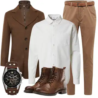 Schmal Outfit mit Braun/Dunkelgrün/Dunkelbraun/Grau/Khaki Lodenmantel/Wollfleece Mantel/Wintermantel Wollmantel/Vintage Mantel/Gehröck/Blazermantel/Kaschmir Mantel bruun & stengade "Buro Outfit"