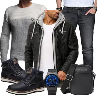 Party Outfits mit Schwarz/Dunkelblau/Blau Wattierte Stiefel/Wasserdichter Stiefel/Winter Stiefel/Wasserfester Schuh/Klassischer Stiefel/Herren Lederschuhe/Winter Sneaker/Winter Stiefelette/Gefütterte Stiefelette AX BOXING "Buro Outfit"