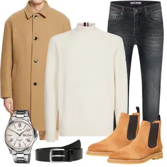 Stiefel Outfits mit Grau/Weiß Jeans MAC "Buro Outfit"