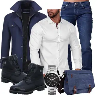 Büro Outfits Moderne mit Dunkelblau/Grau Allthemen "Buro Outfit"Look: Boyfriend, Casual, GoGo, Goa, Outdoor, Indoor, Dad, Büro, Business, Moderne, Italienische, Smart Casual, Maritim