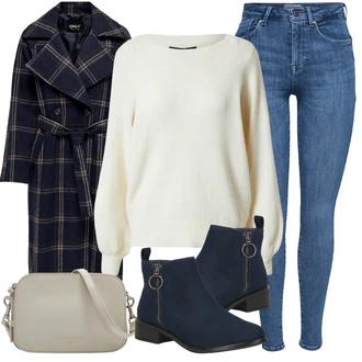 Dlouhé Outfit s Tmavě Modrá/Modrá/Světle Modrá Přechodový Kabát/Zimní Kabát Vlněný kabát/Dlouhý kabát/Dlouhý Zimní Kabát/Trenčkot/Trenčkot/Midi Kabát/Vlněný Kabát/Kašmírový Kabát/Vintage Kabát/Oversize Kabát/Dlouhý Kabát Only "Módní zimní outfit"