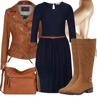 Kombinacije za zabavu sa Tamnoplava Haljina Veći Broj/Pletivo Veći Broj About You "Moderan zimski outfit"