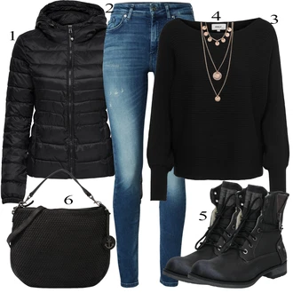 outfit mit Roza/Zlati Bogato okrašena ogrlica/Statement-verižica/Verižica/Fine verižica/Komplet nakita Pilgrim "Zimski outfit"