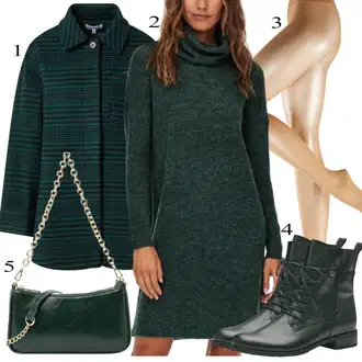 Black Outfits Off-Shoulder mit Zelena/Temno zelena Torba za čez ramo/Billfold/Mini torbica/Baguette torba "Zimski outfit"