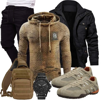 Sport Outfits Old Money mit Dunkelgrün/Braun/Khaki/Gold/Beige Hoodie/Ausgefallener Hoodie/Strick Hoodie/Sport Hoodie kewing "Cool Outfit"Look: Zuhause, Casual, Classic, Stil, Boyfriend, Sportlich, Coole, Outdoor, Old Money, Empire, Techno, Bad Taste, Skater, Schön, Moderne