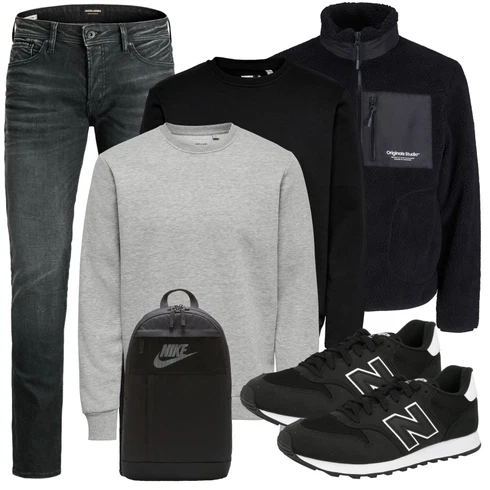 Schwarz/Dunkelblau/Dunkelgrau Strickjacke Gefüttert/Stehkragen-Strickjacke/Winter Strickjacke/Wolle Strickjacke Jack & Jones kombinieren