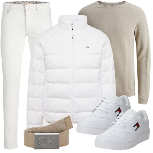 Weiß/Creme Plateau-Sneaker/Sneaker Low/Leder Sneaker/Schmaler Sneaker/Vintage Sneaker/Skateschuh Tommy Jeans kombinieren