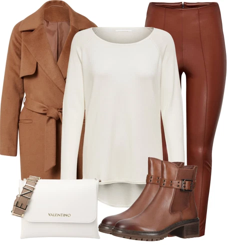 Kombinace Hnědá/Oranžová/Béžová Kožená Kalhoty/Latexové legíny/Legíny Kožený Vzhled/Vinylový Legín/Kalhoty z Umělé Kůže/Legíny s Rozparkem/Kožený legíny Only