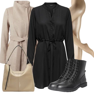 Outfit s Černá/Šedá/Tmavě šedá Košilové šaty/Tunikové šaty/Halenkové Šaty Only "Vánoční outfit"