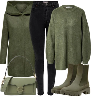 S podšívkou Outfit s Černá Push up Džín/Kožené Boty/Motorkářské Džíny/Termální Džíny/Kožená bunda/Zimní bunda/High Waist Džínové Kalhoty Only "Trendový zimní vzhled"