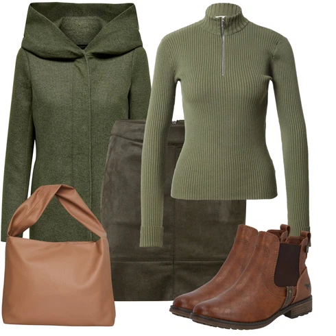 Kombinace Tmavě zelená/Khaki/Šedá Krátká Sukně/Sukně z umělé kůže/Kožená Sukně/Kožená Minisukně/Zimní Sukně Only kombinovat s Tmavě zelená Lodenový Kabát/Pletený Fleecový Kabát Only