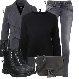 Black Outfits mit Črna Tom Tailor "Zimski outfit"