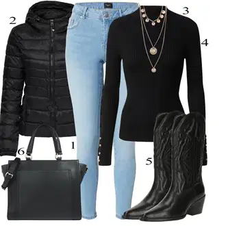 Denim outfits mit Črna Only, Črna About You "Zimski outfit"