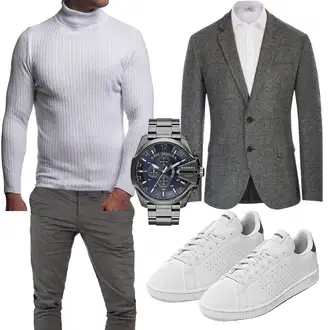 Elegante Outfits Sportlich mit Grau PJ PAUL JONES "Elegant Outfit"Look: Classic, Sportlich, Vintage, Premium, Stil, Business, Emo, Indoor, Fische
