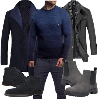 Elegante Outfits Coole mit Dunkelgrau/Grau/Dunkelblau Allthemen "Elegant Outfit"Look: Festlich, Schön, Business, Moderne, Büro, Smart Casual, Coole, Französische