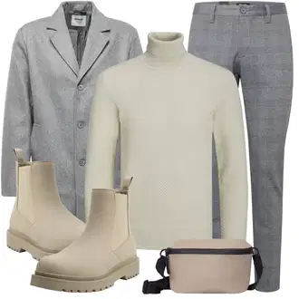 Outfit mit Grau Rollkragenpullover Jack & Jones "Elegant Outfit"