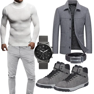 Elegante Outfits Coole mit Grau YOUTHUP "Elegant Outfit"Look: Coole, Chill, Büro, Zuhause, Business, Indoor
