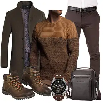 Elegante Outfits Coole mit Dunkelgrün/Khaki/Grau Schmal Geschnittener Mantel/Wollfleece Mantel/Tweed Mantel/Kaschmir Mantel/Wollmantel/Lodenmantel YOUTHUP "Elegant Outfit"Look: Büro, Zuhause, Stil, Indoor, Business, Smart Casual, Moderne, Coole, Elegant, Lagenlook, Edel, Ausgefallene