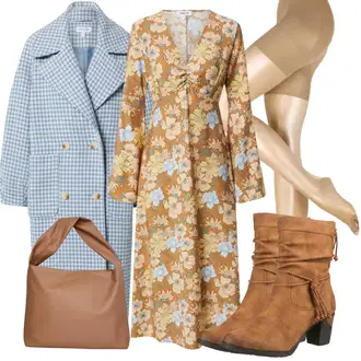 Outfity na zimu Květovaný s Žlutá/Oranžová/Hnědá Edited "Elegantní zimní outfit"