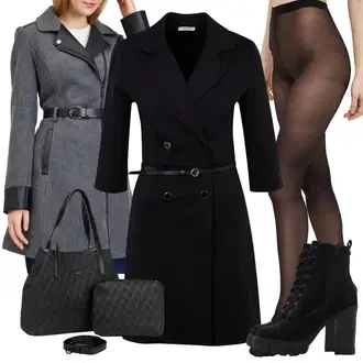 Ležérní Pracovní pohovor Outfit s Černá Aldo "Elegantní zimní outfit"Look: Gotický, Ležérní, Atraktivní, Fancy, Elegantní, Glamourové, Trendový, Krásný, Grunge
