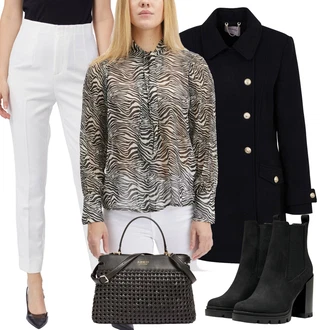 Rave Outfit s Černá Kozačka Kožená bunda/Bota na platformě/Kotníková Bota s Podšívkou/Kotníková Bota Na Podpatku/Chelsea Boty/Letní kotníková Kozačka/Zimní kotníková bota/Kožená kotníková bota/Bota na Platformě Only "Elegantní zimní outfit"Look: Bar, Rave