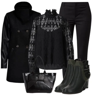 Outfit s Zelená/Tmavě Zelená Kožená kotníková bota/Letní kotníková kozačka/Vintage Kotníková Bota/Kotníková Bota Na Podpatku/Kotníková Bota s Podšívkou/Kožená bunda Mustang "Elegantní zimní outfit"
