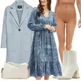 Šaty Áčkového Střihu s Výstřihem na Ramena Outfity image