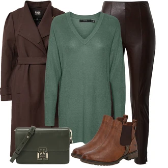 Outfit s Šedá/Tmavě hnědá/Hnědá/Khaki Přechodový Kabát/Vintage Kabát/Frock Kabát/Kašmírový Kabát/Lodenový kabát/Dlouhý kabát/Trenčkot/Dlouhý Kabát/Trenčkot/Vlněný kabát/Midi Kabát/Vlněný Kabát river island "Stylové kombinace pro volný čas"