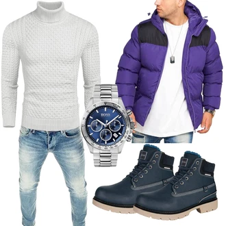 Outfit mit Blau/HellBlau/DunkelBlau Winter Sneaker/Trekkingstiefel/Gummistiefelette/Schnürstiefel/Lederjacke/Klassischer Stiefel/Winter Stiefelette/Wattierte Stiefel/Herren Lederschuhe/Wasserfester Schuh/Gefütterte Stiefelette/Sicherheitsschuh/Wasserdichter Stiefel Gaatpot "Freizeit Outfit"