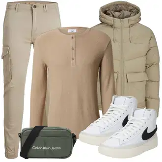 Lang Outfit mit Dunkelgrün/Türkis/Khaki/Grün Mannstasche/Tragetasche Calvin Klein Jeans "Freizeit Outfit"