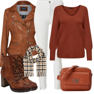 Vysoké Podpatky Outfit s Hnědá/Oranžová Šněrovací Kotníková Bota/Vintage Kotníková Bota/Kožená kotníková bota/Vintage šněrovací bota/Vintage kozačka Mustang "Módní zimní outfit"