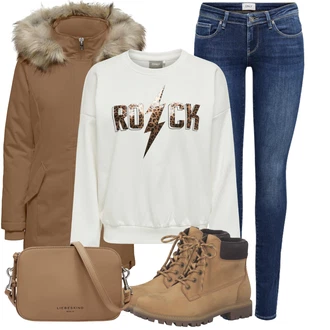 Dlouhé Outfit s Šedá Sportovní mikina/Kožená bunda/Vintage mikina/Fleecová Mikina/Originální mikina Only "Trendový zimní vzhled"