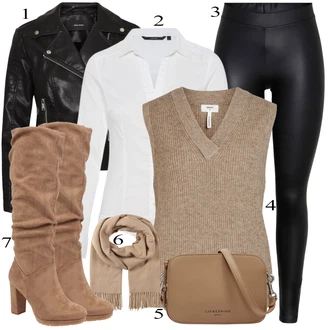 Bombaž outfit mit Krem/Bela Srajca/Bluzasti Body/Slim Fit Bluza VERO MODA "Zimski outfit"