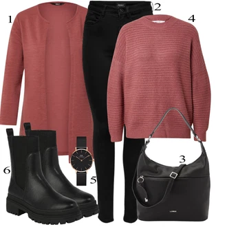 Outfits for chubby mit Črna/Temno modra Pajkice Pletena Pajkica/Pajkice z Razporkom/Neprosojna Pajkica/Usnjena Jakna/Oblikovana Pajkica/Tople Pajkice/Športna Pajkica/Podložena Pajkica/Baumwoll Pajkica Only "Obleka za prosti čas"