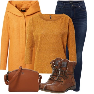 Outfity pro zábavu Hippie s Oranžová/Tmavě červená/Hnědá/Červená Tričko/Ležérní top/Pletený top/Dlouhý top/Košilový top/Zavinovací Tričko Only "Trendový zimní vzhled"Look: Boho, Ležérní, Francouzské, Hippie, Mom, Venkovní, Chytrý příležitostný, Univerzitní