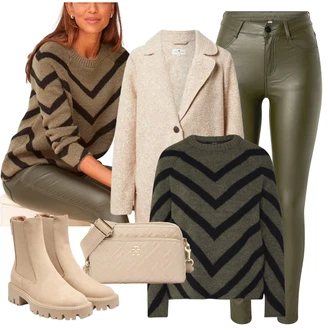 ľahký Outfit sa Bež/Kaki/Smeđa Chelsea Gležnjača/Kožna Jakna/ljetna gležnjača Only "Moderan zimski outfit"