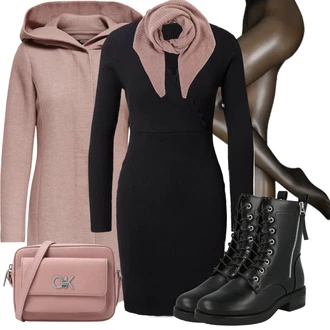 Outfit sa Pink/Ljubičasta/Smeđa Kaput s Kapuljačom/Kaput od Vunenog Flisa/Kaput od Kašmira/Pleteni Kaput/Zimski Kaput Vuneni kaput/loden kaput/Pleteni Flis Kaput Only "Moderna kombinacija za slobodno vrijeme"