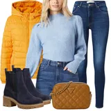 Tmavě modré Tamaris kozačky Outfity image