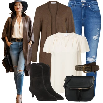 Outfity s kotníkovými botami s Černá/Hnědá Klasická kozačka/Kotníková Bota s Podšívkou/Westernová Kotníková Bota/Kovbojská kotníková bota/Kotníková Bota Na Podpatku/Kozačka Na Podpatku/Špičatá Kozačka About You "Módní zimní outfit"