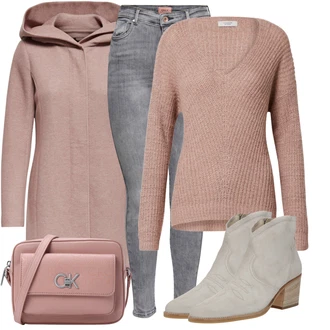 Outfit sa Ljubičasta/Pink/Smeđa Kaput s Kapuljačom/Kaput od Vunenog Flisa/Kaput od Kašmira/Pleteni Kaput/Vuneni Kaput/loden Kaput/Pleteni Flis Kaput Only "Cool zimski outfit"