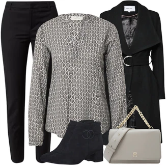 Chino Outfit sa Crna/Crvena Hlača od Odijela/Uske Hlača/Skinny Hlače/Poslovna Hlača/Hlače s Prorezom VERO MODA "Zimski outfit"