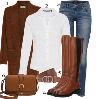 Ovratnik s pritrdilnimi gumbi outfit mit Krem/Bela Srajca/Bluzasti Body/Slim Fit Bluza VERO MODA "Zimski outfit"