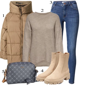 Beige Outfits mit Modra Vila "Zimski outfit"