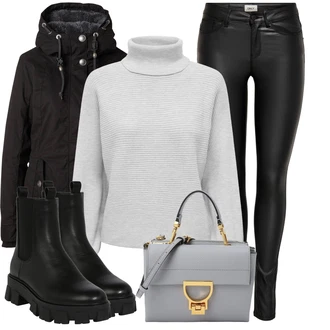 Outfit s Černá Trekingová bunda/Outdoorové Bundy/Lyžařská bunda/Zimní Parka/Zimní Bund/Parka Přechodová Bund/Vosková Bunda/Bunda 2v1/Funkční Bunda/Snowboardová Bund Ragwear "Módní zimní outfit"