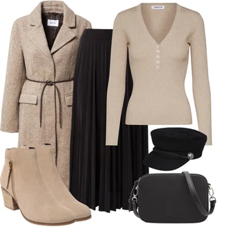 Outfit s Černá/Hnědá/Červená Křesťanská Sukně/Sukně Pro Matriku/Plisovaná sukně/Dlouhá Sukně/Slavnostní Maxi sukně/Sukně do Délky Lýtka/Maxi sukně/Vintage sukně maxi Sisters Point "Vánoční outfit"
