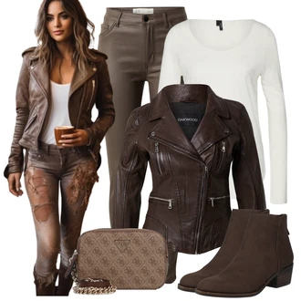 Cowgirl Outfit sa Smeđa/Tamnosmeđa Čizmica ljetna gležnjača/Podstavljena Gležnjača/Vintage Gležnjača/Čizma s patentnim zatvaračem/Kaubojska čizma/Ravna Gležnjača/Western Gležnjača/Chelsea Gležnjača/Kožna gležnjača About You "Trendi zimski outfit"Look: Stil, Divlji Zapad, Western, cool, Cowgirl